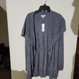 New York & Company Gray Knit Cardigan with Shawl Collar